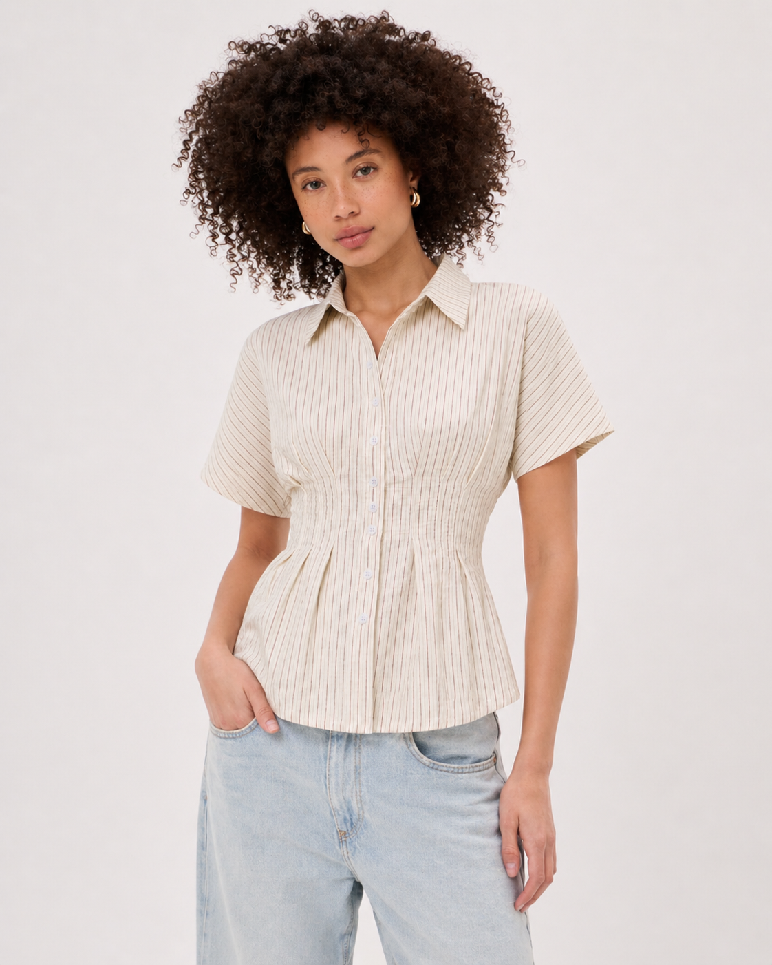 Freesia Peplum Button Up Shirt